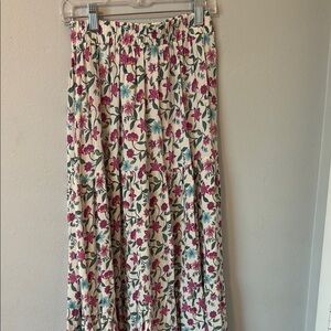 Floral Maxi Skirt - Cream and Pink
